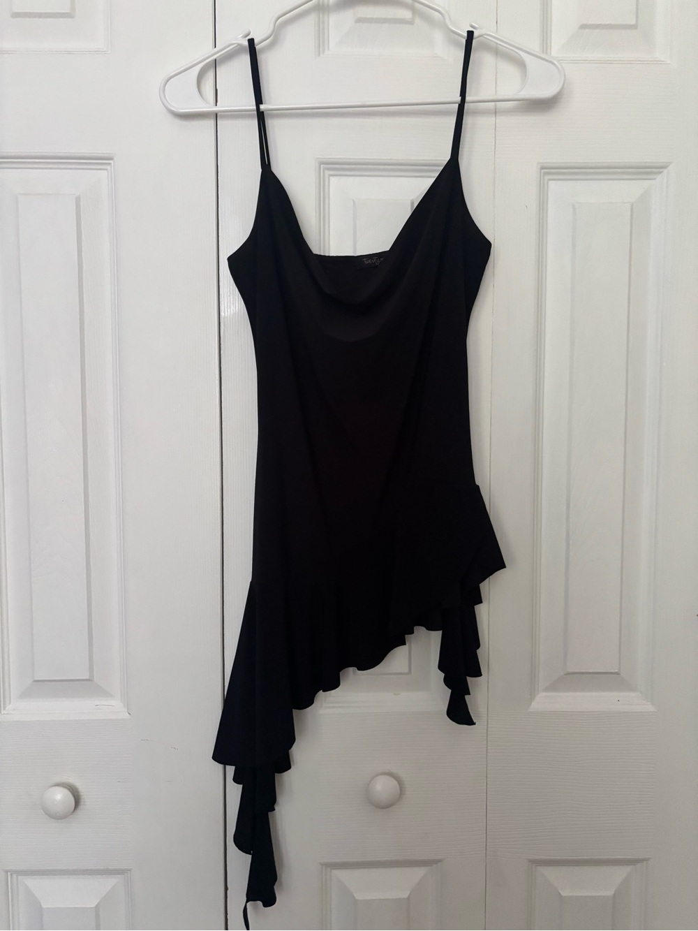 Forever 21 Black Asymmetric Ruffle Camisole Dress